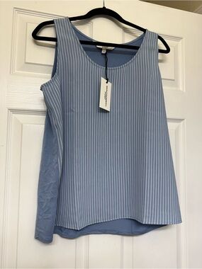 Light Blue Pinstripe Sleeveless Shell Top by Montgomery post